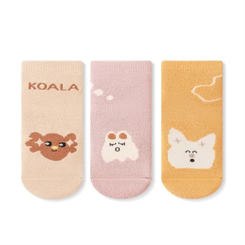 Tiny Steps Baby Thermal Socks — 3 Pairs Non-Slip Winter Socks for Toddlers