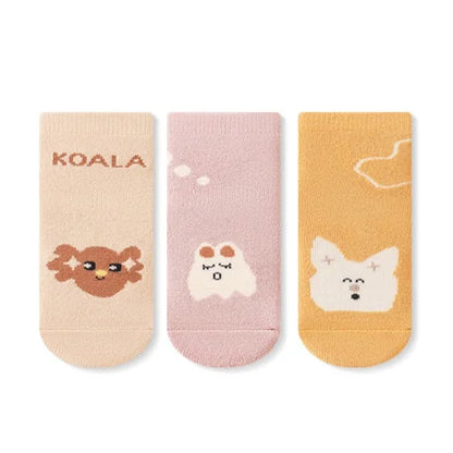 Tiny Steps Baby Thermal Socks — 3 Pairs Non-Slip Winter Socks for Toddlers