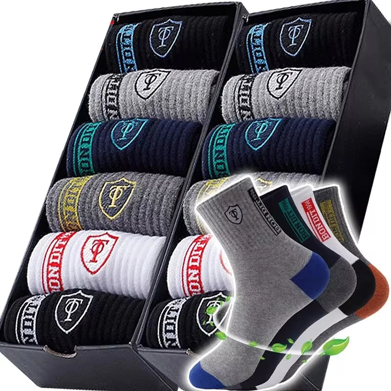 5/10 Pairs Breathable Men's Basketball Crew Socks