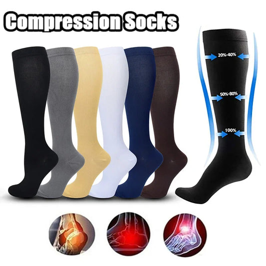 Unisex Compression Socks 15-20 mmHg Knee High Stocking