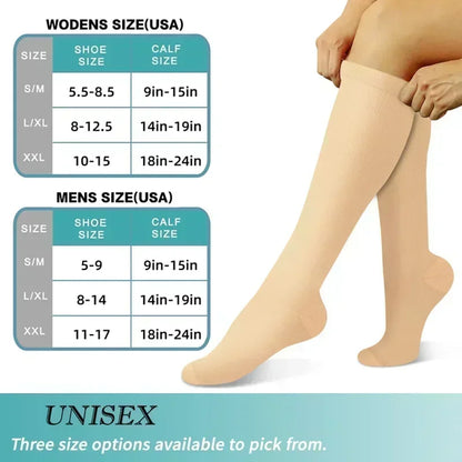 Unisex Compression Socks 15-20 mmHg Knee High Stocking