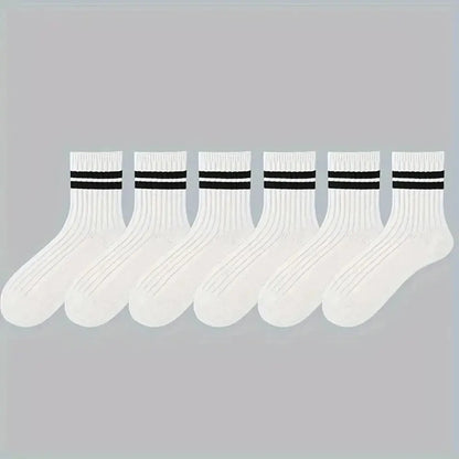6/10/15/20 Pairs Men Casual Black White Striped Socks