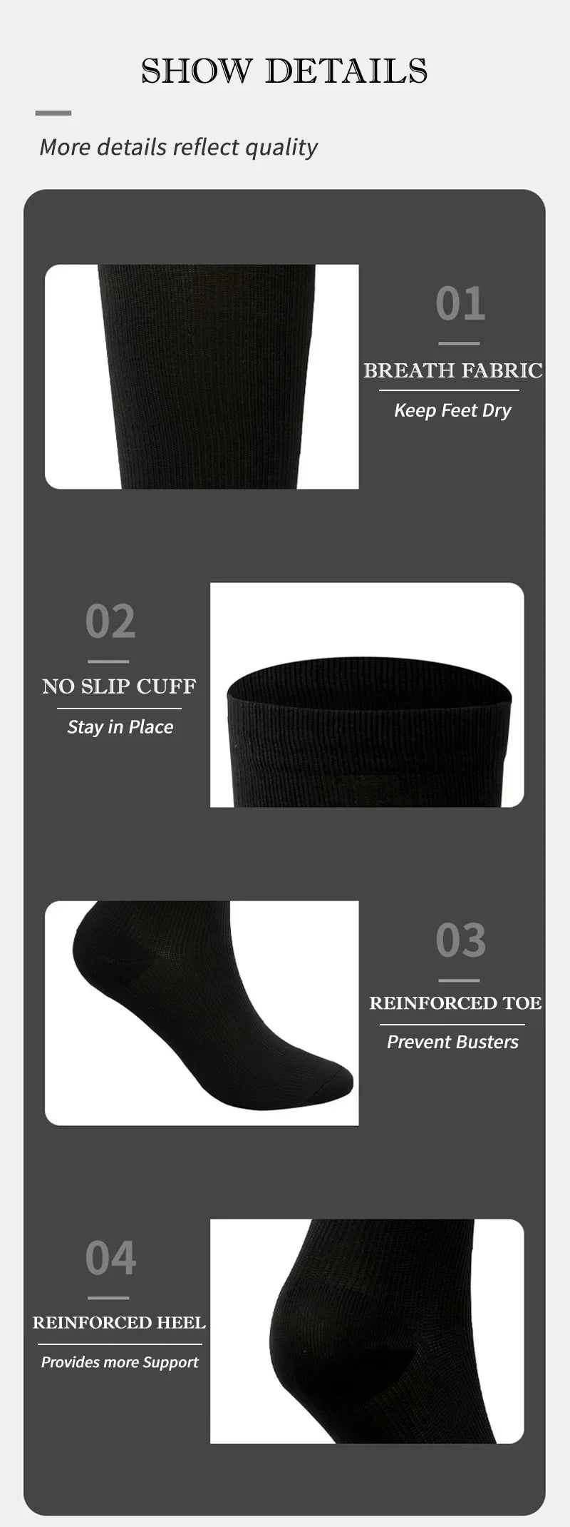 Unisex Compression Socks 15-20 mmHg Knee High Stocking