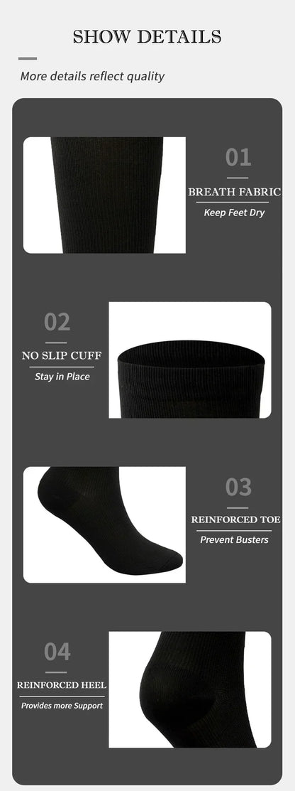 Unisex Compression Socks 15-20 mmHg Knee High Stocking