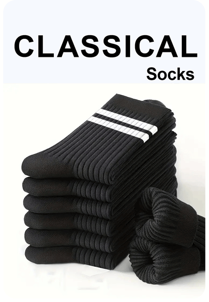 6/10/15/20 Pairs Men Casual Black White Striped Socks