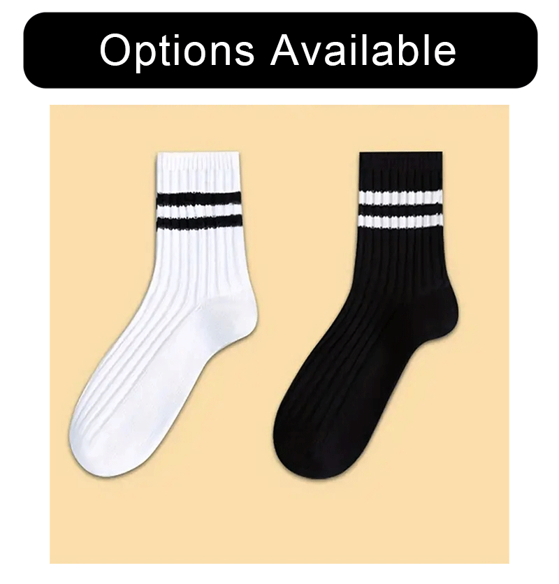 6/10/15/20 Pairs Men Casual Black White Striped Socks