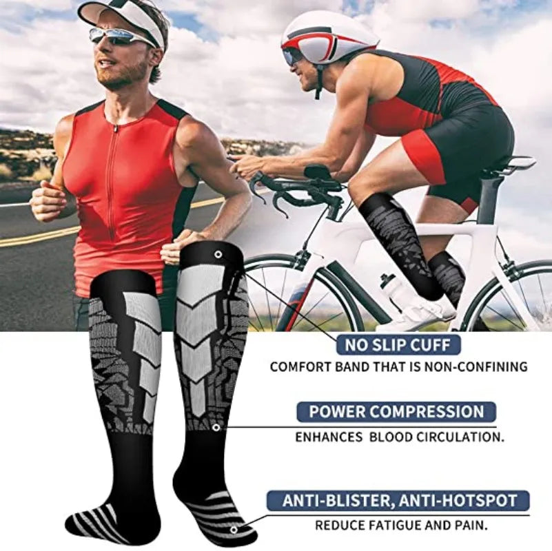 Compression Running Sports Socks 20-30mmhg for Flight Travel Pregnancy Edema Diabetes Varicose Veins