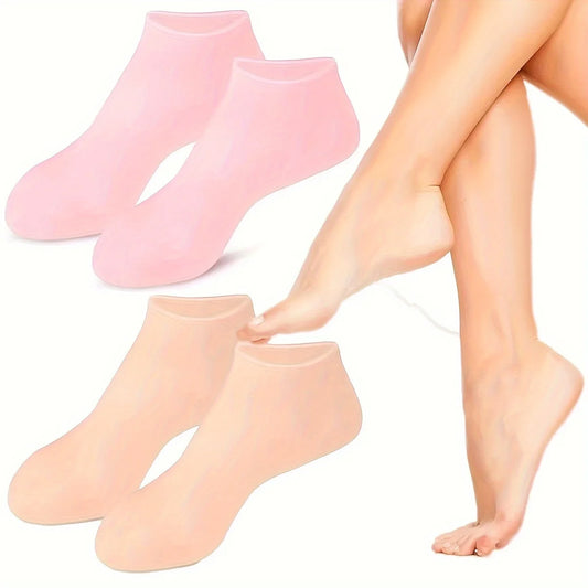 2 Pack Moisturizing Silicone Foot Care Massage Socks For Soft Heels