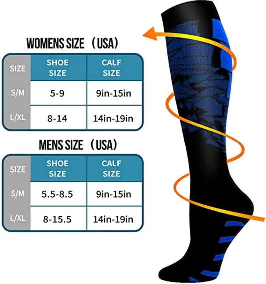 Compression Running Sports Socks 20-30mmhg for Flight Travel Pregnancy Edema Diabetes Varicose Veins