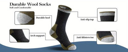5 Pairs Merino Wool Men's Hiking Socks