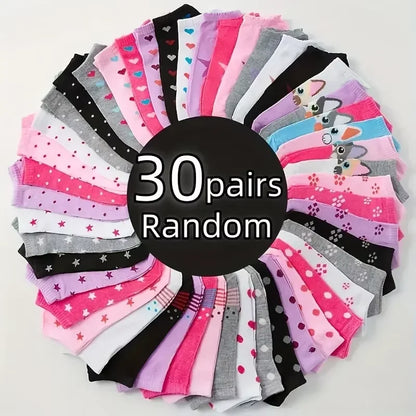 Valentine Heart Print Ankle Socks Unisex No Show Candy Colored 10 Pairs