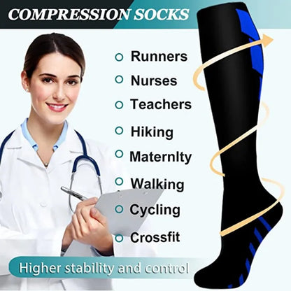 Compression Running Sports Socks 20-30mmhg for Flight Travel Pregnancy Edema Diabetes Varicose Veins