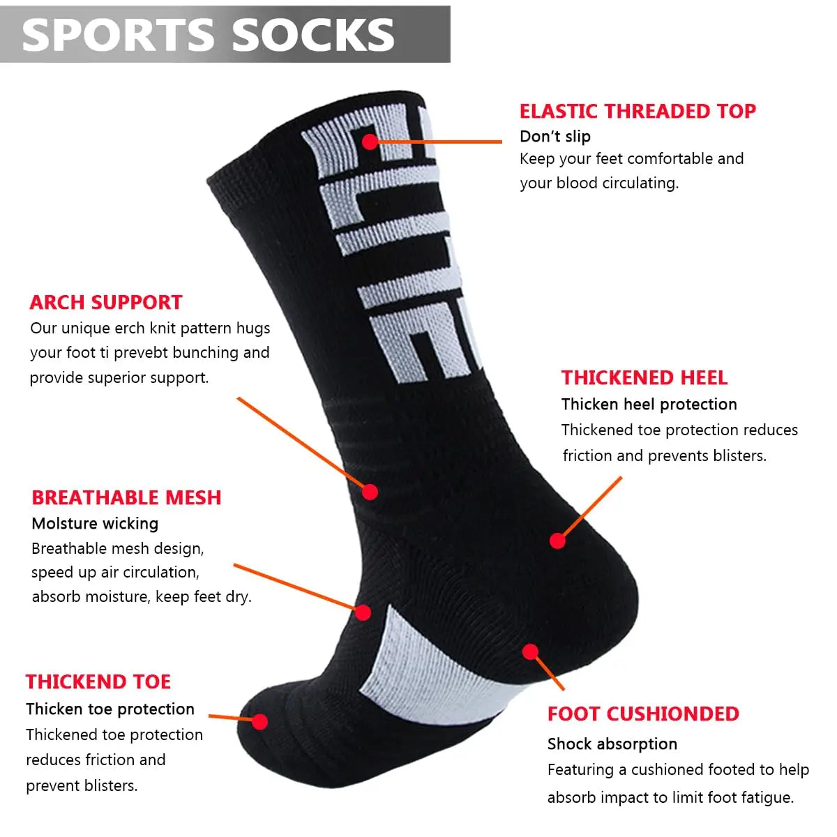 Court Crew Athletic Socks — Cushioned 4-Pack for Basketball, Running & Hiking