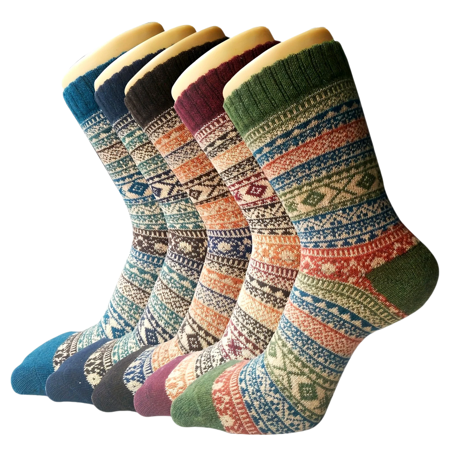 Womens Autumn Winter Knit Socks 5 Pairs Polyester Elastane Casual