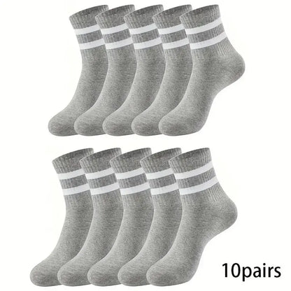 6/10/15/20 Pairs Men Casual Black White Striped Socks