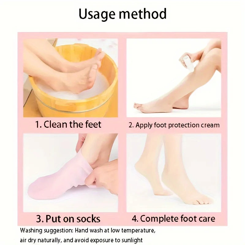2 Pack Moisturizing Silicone Foot Care Massage Socks For Soft Heels