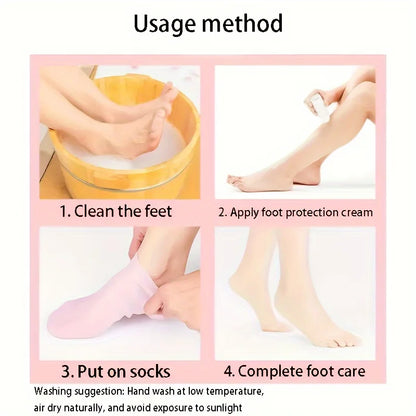 2 Pack Moisturizing Silicone Foot Care Massage Socks For Soft Heels