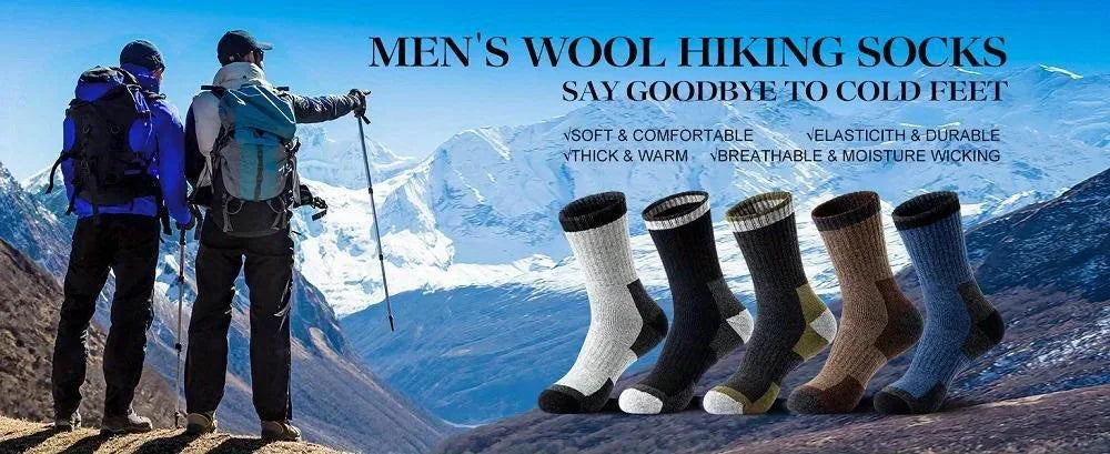 5 Pairs Merino Wool Men's Hiking Socks