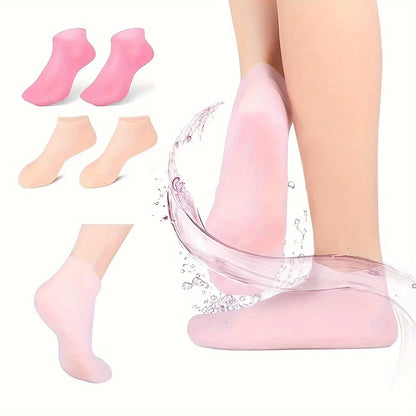 2 Pack Moisturizing Silicone Foot Care Massage Socks For Soft Heels