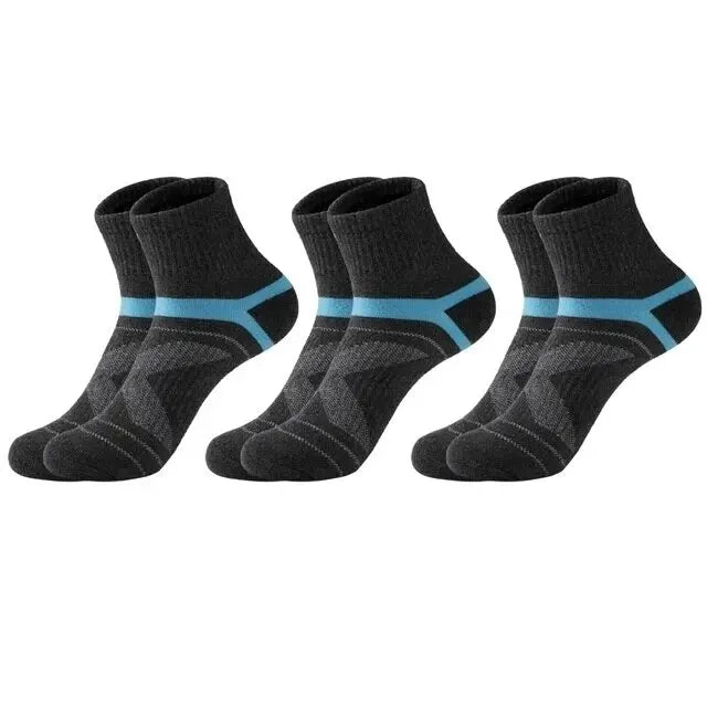 Unisex Black Hiking Socks 3 Pairs Polyester Elastane Knit Comfort