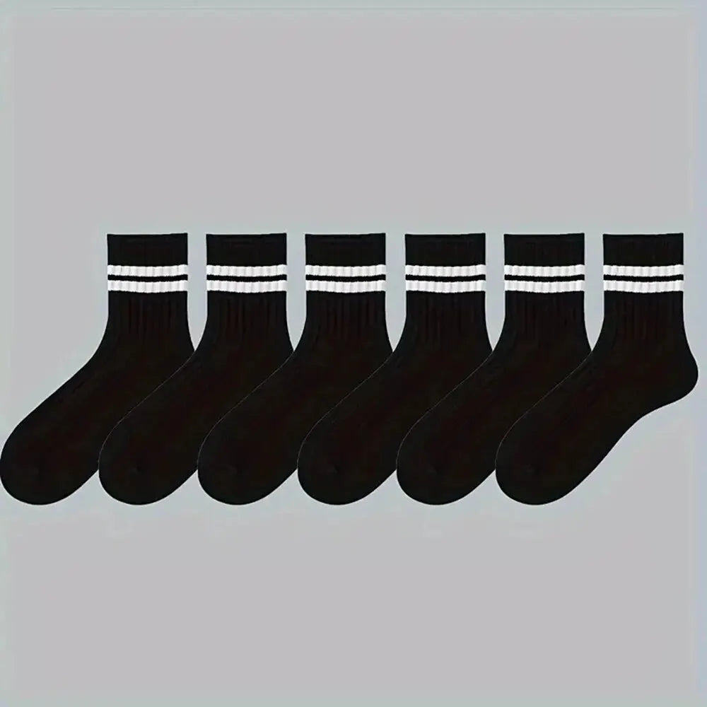 6/10/15/20 Pairs Men Casual Black White Striped Socks