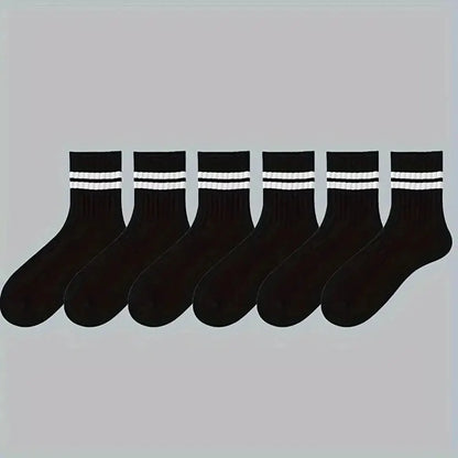 6/10/15/20 Pairs Men Casual Black White Striped Socks