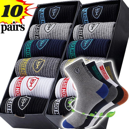 5/10 Pairs Breathable Men's Basketball Crew Socks
