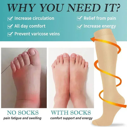 Unisex Compression Socks 15-20 mmHg Knee High Stocking