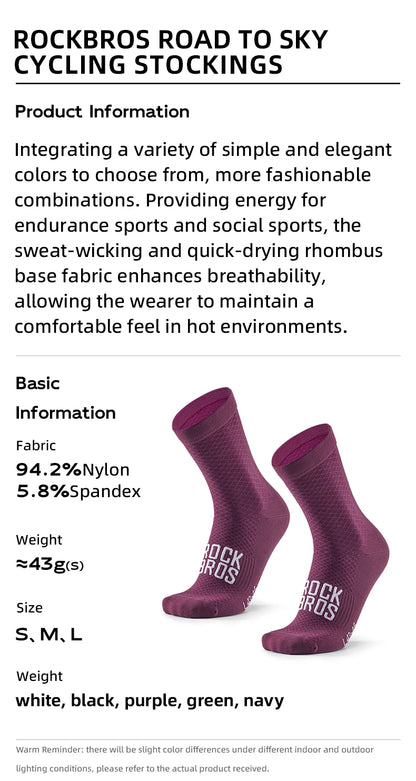 Rockbros Unisex Cycling Socks Nylon Elastane Knee High Comfort