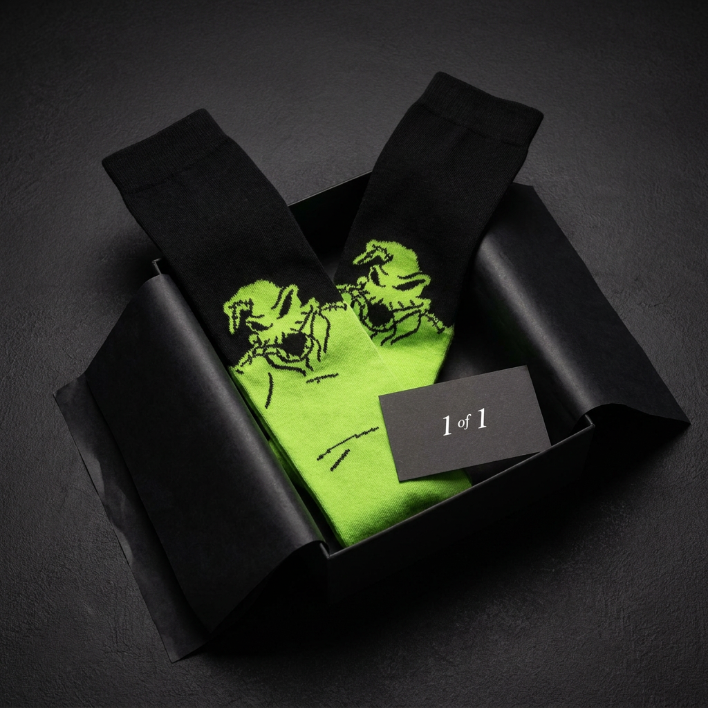 "Oogie’s Gamble" Neon Green Crew Socks