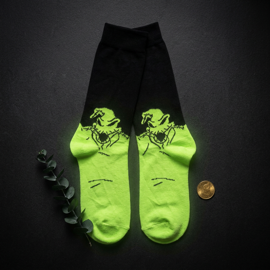 "Oogie’s Gamble" Neon Green Crew Socks