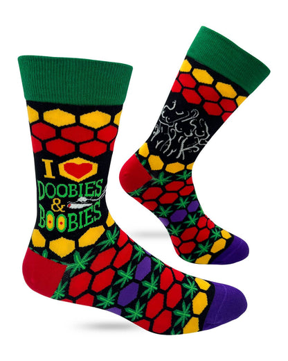 I Heart Doobies & Boobies Men's Novelty Crew Socks