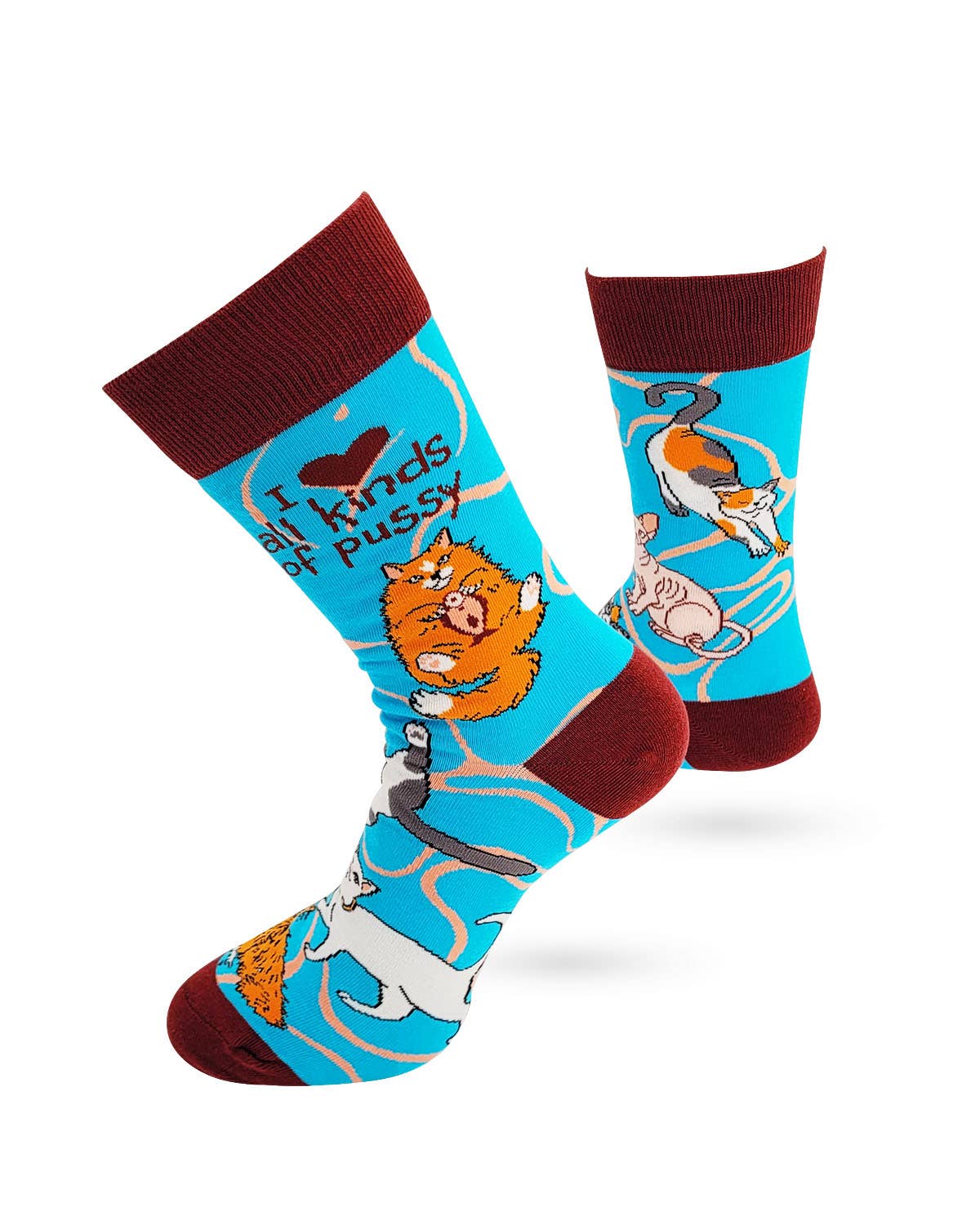 Fabdaz - I Love All Kinds of Pussy Men's Novelty Crew Socks