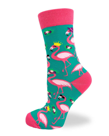 Fabdaz - I Don't Give a Flock Women's Crew Socks Featuring Pink Flami