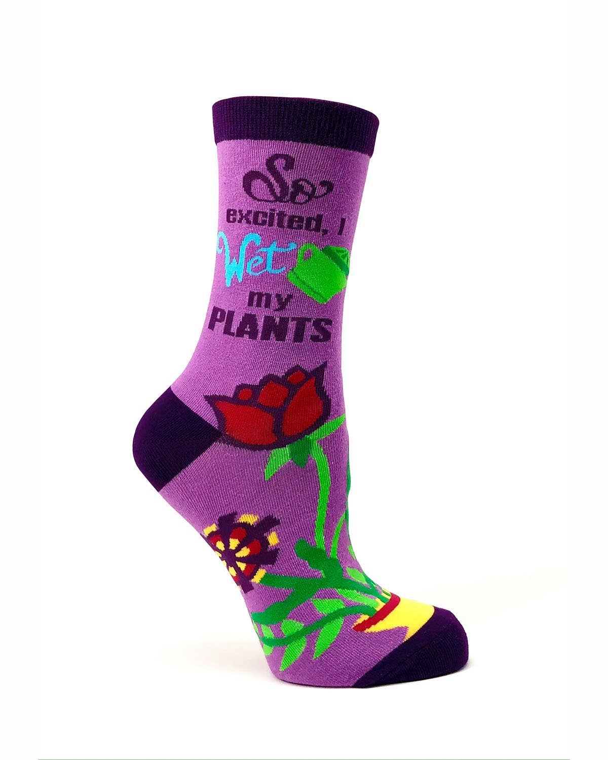 Fabdaz - So Excited, I Wet my Plants Women's Crew Socks