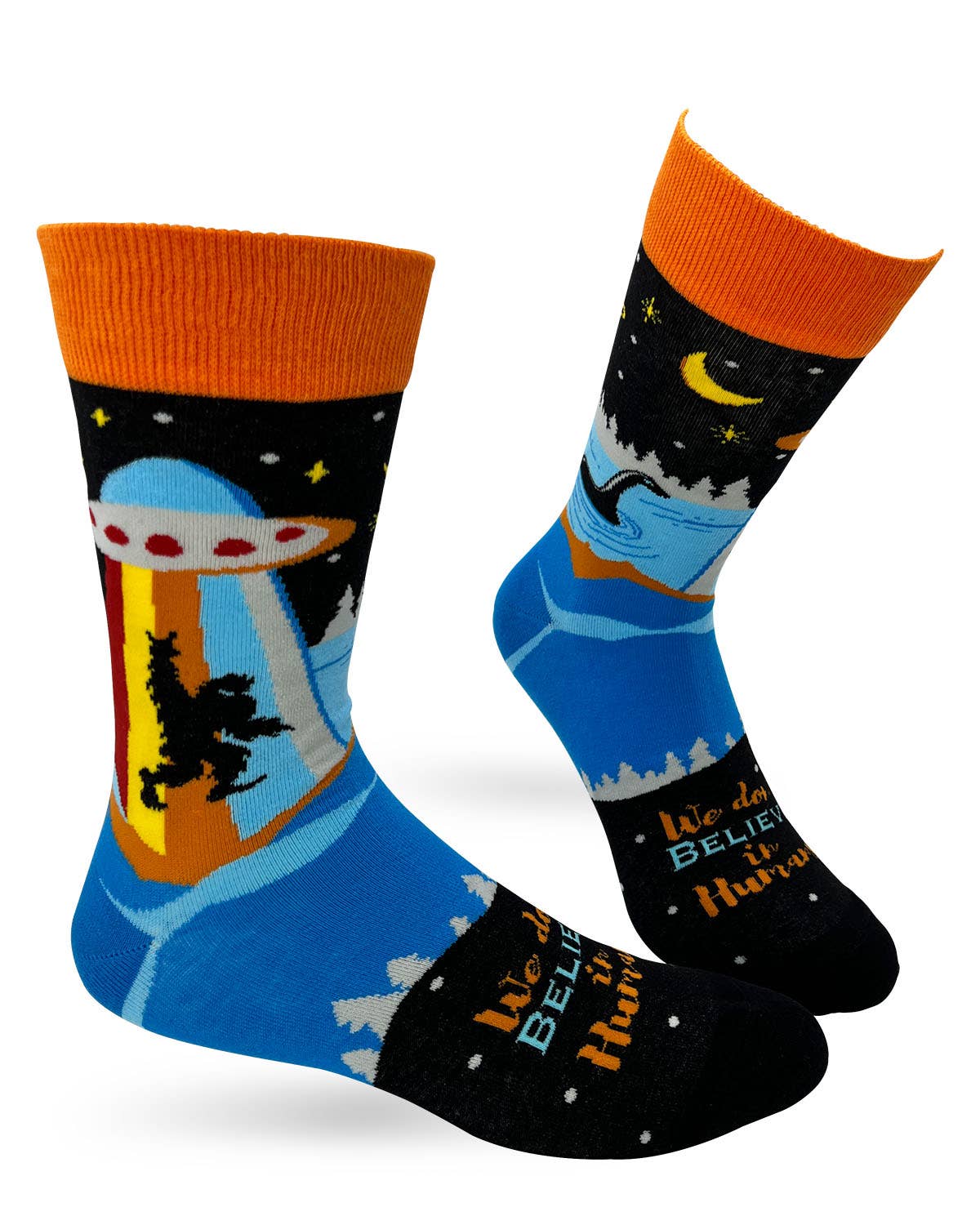 Fabdaz - We Don't Believe in Humans Men's Novelty Crew Socks