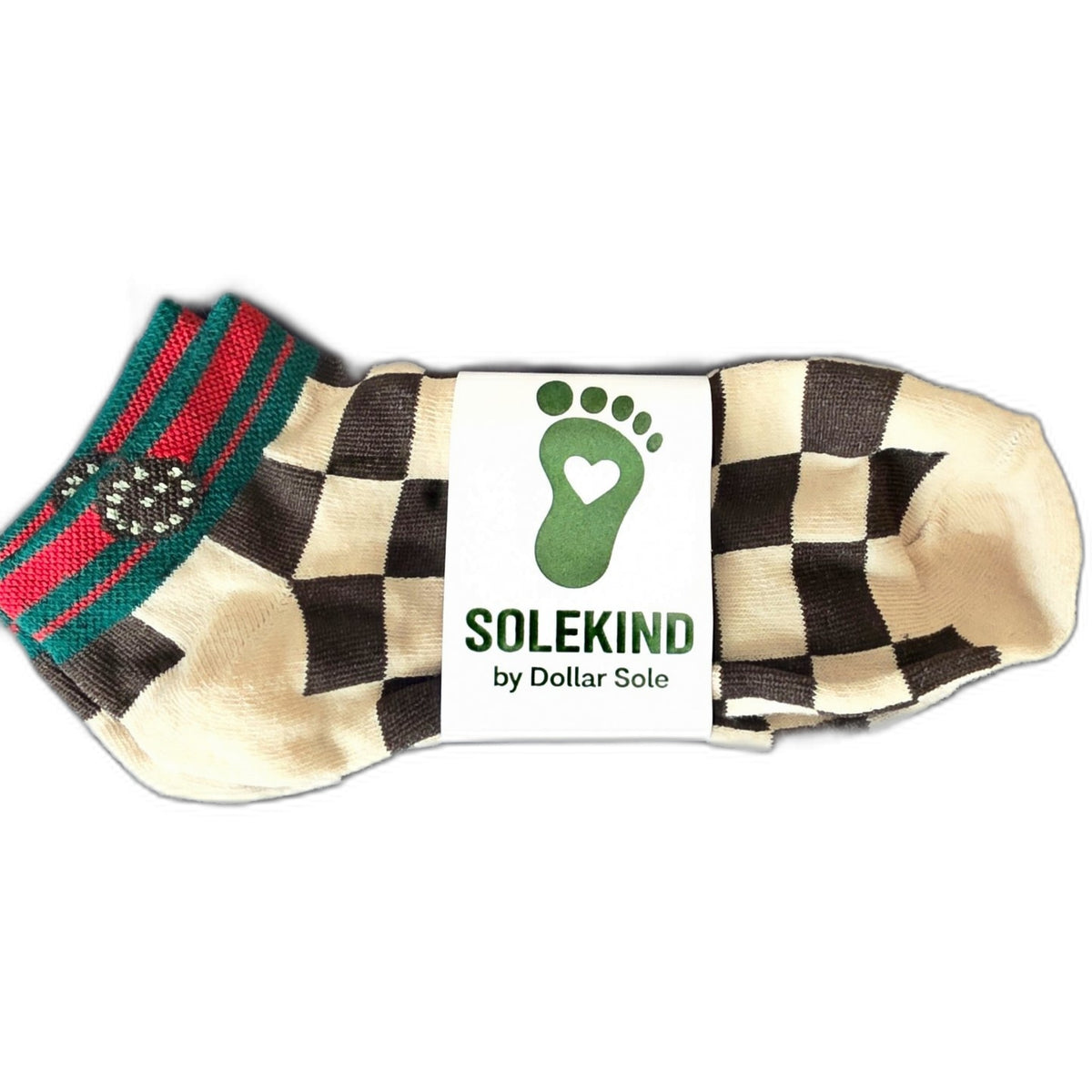 Checkmate – Cream/Brown Checkerboard Essential Ankle Socks | $3 Buy One Give One | Dollar Sole