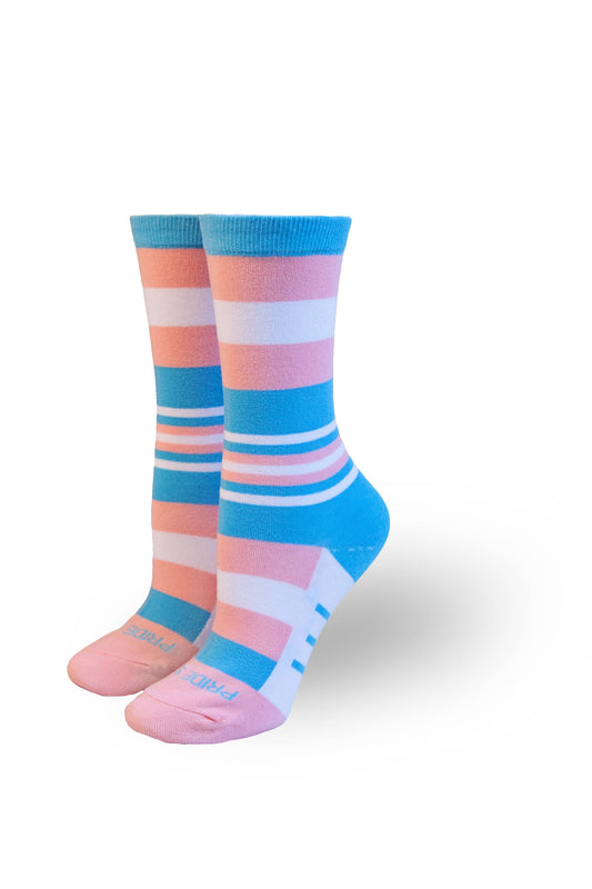 Colorful striped socks on a white background
