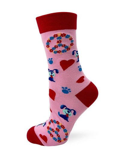 Fabdaz - Peace Love and Dogs Women's Crew Socks