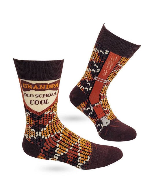 Fabdaz - Grandpa Old School Cool Men's Novelty Crew Socks
