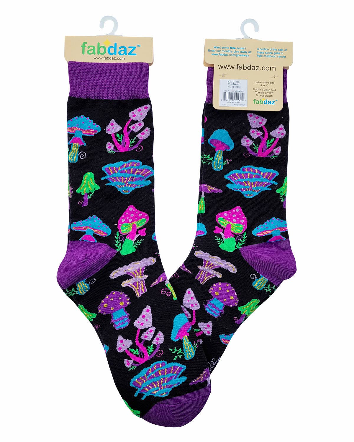 Fabdaz - Trippy Mushrooms Novelty Crew Socks