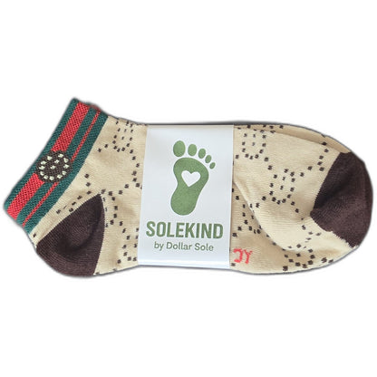 Tuxedo Dots – Cream/Black Dot Essential Ankle Socks | $3 Buy One Give One | Dollar Sole