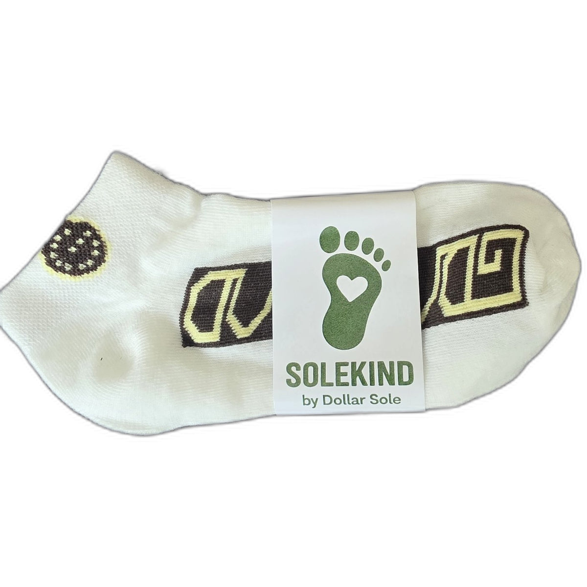 Varsity Letters – White/Black Geometric Essential Ankle Socks | $3 Buy One Give One | Dollar Sole