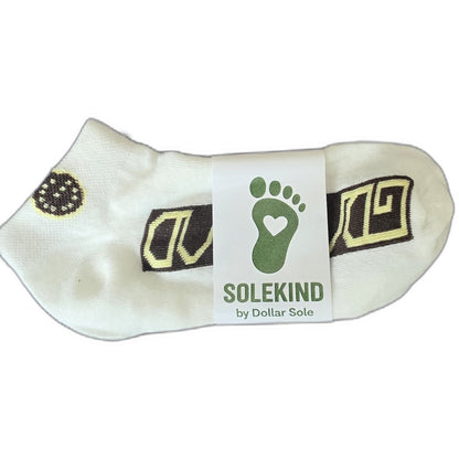Varsity Letters – White/Black Geometric Essential Ankle Socks | $3 Buy One Give One | Dollar Sole